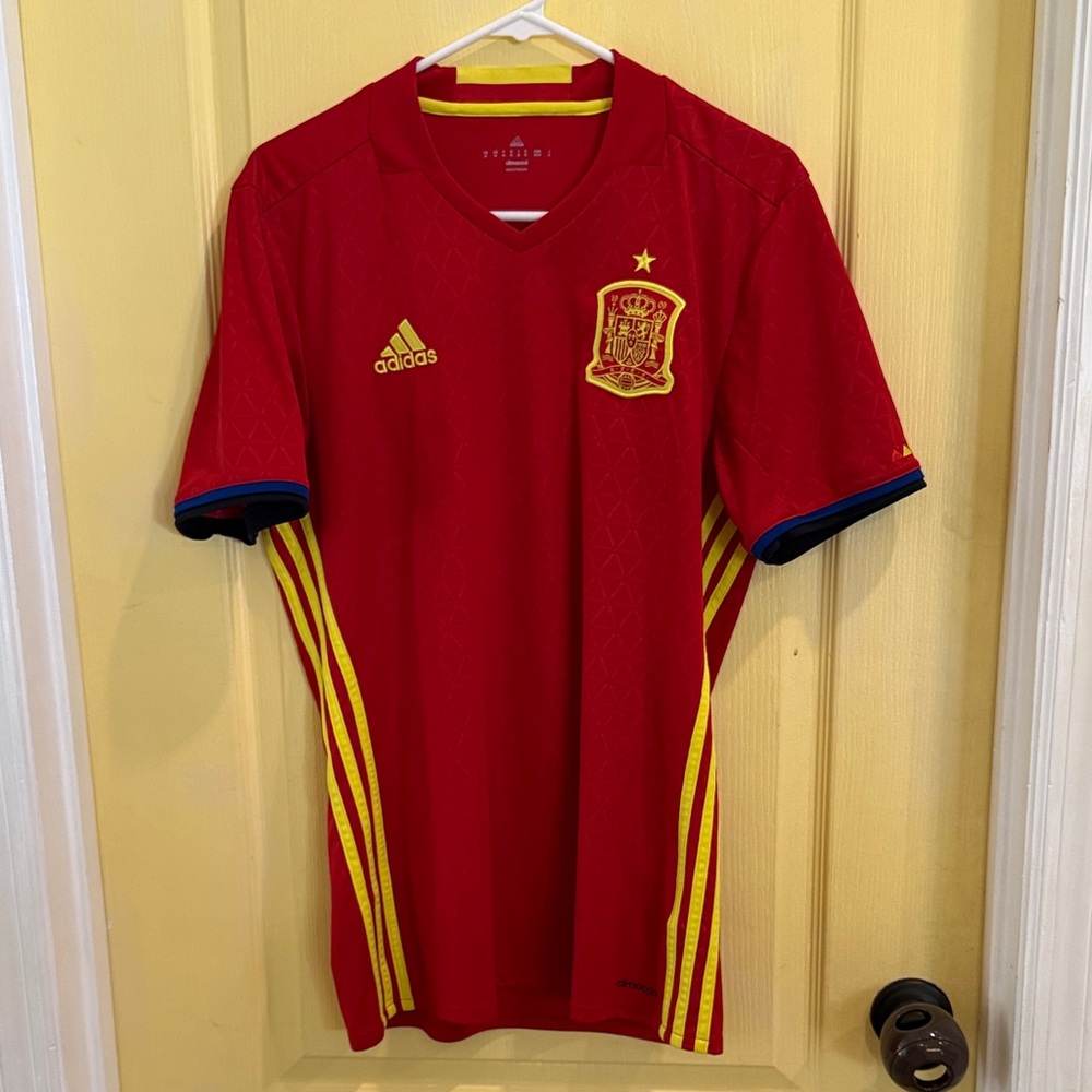 adidas Red and Yellow Spain Football Jersey